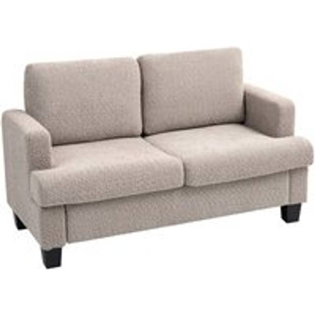 138 cm Chenille Fabric Loveseat Sofa with S-springs, Light Brown - Homcom