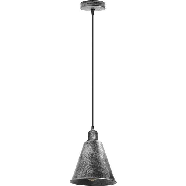 Modern Hanging Cone Shaped Pendant Light Fixture With Brushed Silver Colour Lampshade
