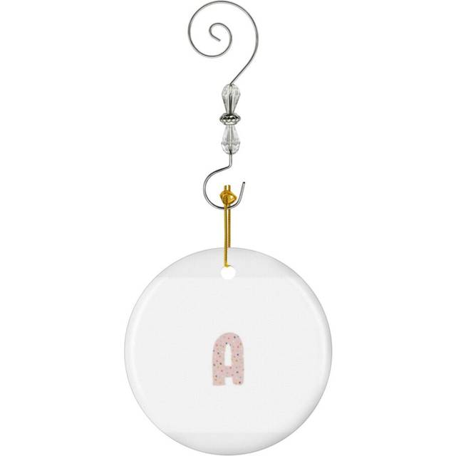 (Initial Monogram A-1546) Christmas Ornaments Ceramic Charm with Hook Crystal Handmade Xmas Tree Decorations KeepsakeÂStocking Stuffer