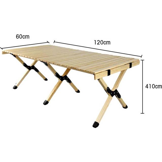 (Yellow, L) Folding Wood Table Portable Camping Large Wooden Desk with Carry Bag for Beach Picnic Outdoor Garden Backyard Furniture