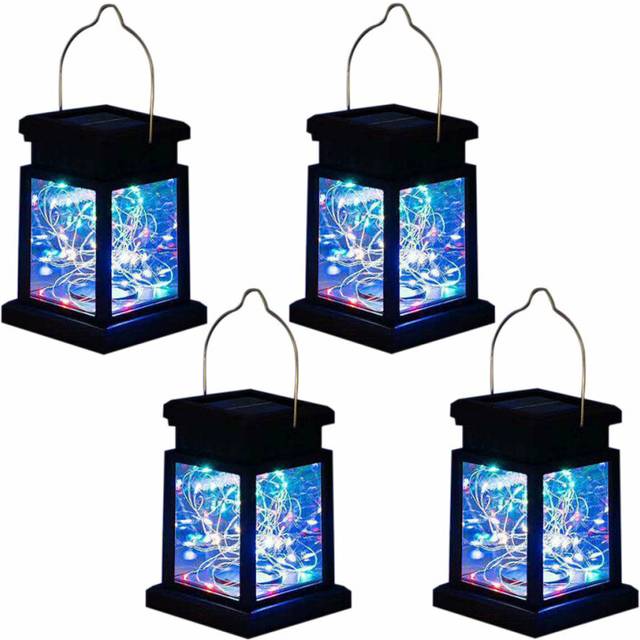 4Pcs Solar Hanging Lantern Light Water-Resistant Outdoor Garden Ornament Lights