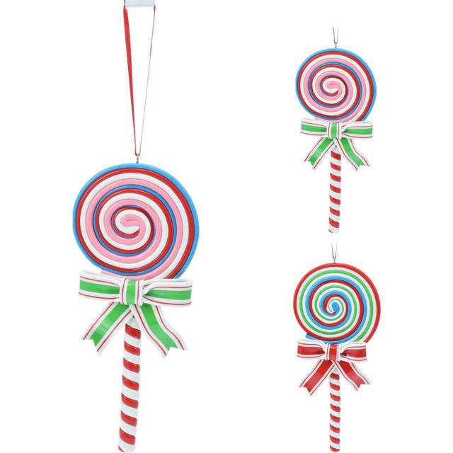 Lollipop Christmas Bauble | Candy Cane Lollipop Christmas Tree Ornament | Hanging Decoration for Christmas Tree - 16cm ~ Colour Varies One Supplied