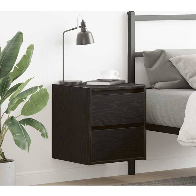 vidaXL Väggmonterade sängskåp 2 st svart ek 38x34x40 cm