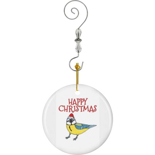 (Christmas Blue Tit Bird Wildlife Nature Xmas Funny_8382) Christmas Ornaments Ceramic with Crystal Hook Xmas Handmade Tree Decorations KeepsakeÂGifts