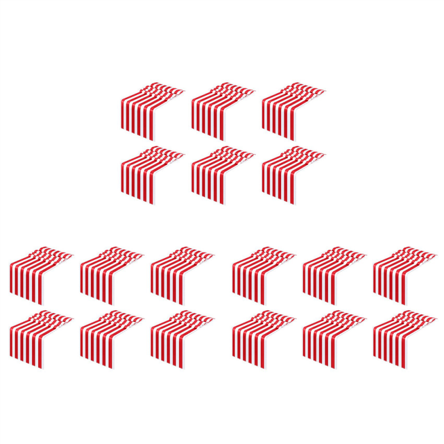18 Pieces Striped Table Runner Wedding Polyester Decor Red White Design Tablecloth 12 X 108 Inch