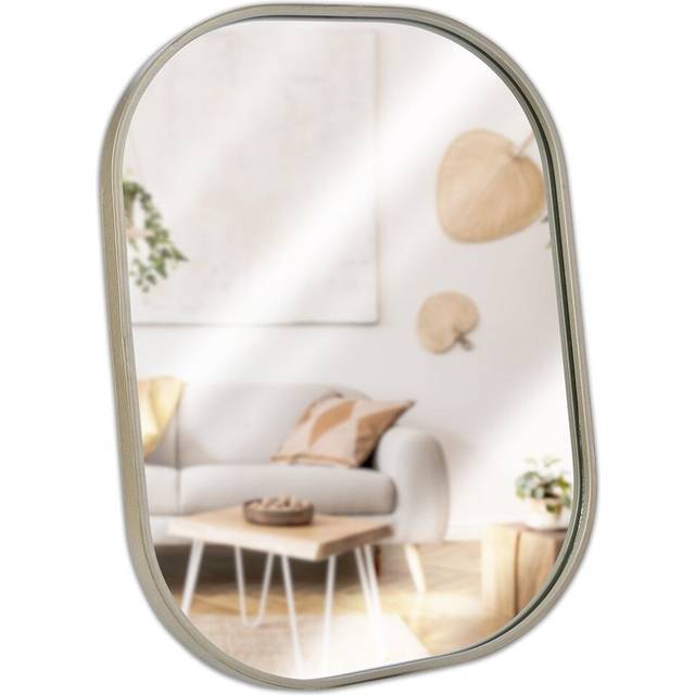 Elegant oval wall mirror with champagne gold metal frame