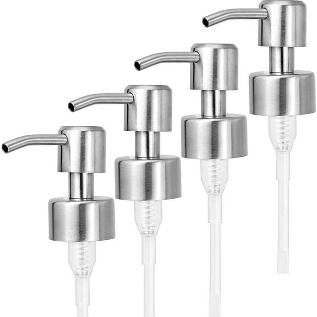 4Pcs Soap Dispenser Pump Replacement Stainless Steel Lotion Dispenser Pump for Regular 28/400 Neck Bottles for Bathroom