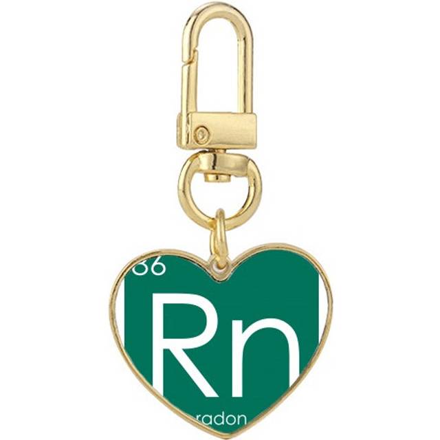 Chestry Elements Period Table Rare Gas Radon Rn Gold Heart Keychain Metal Keyring Holder