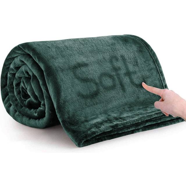 (Green Emerald, Single: 130 cm x 150 cm.) Faux Fur Fleece Throw Warm Soft Mink Blanket