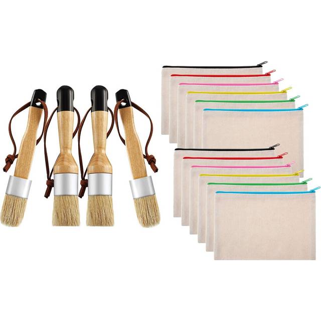 Chalk and Wax Brushes Flat Round Paint Brush (4 Pieces)