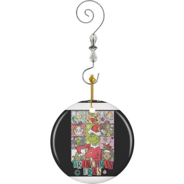 (Retro Grinch Tour Christmas_1837) Christmas Ornaments Ceramic with Crystal Hook Xmas Handmade Tree Decorations KeepsakeÂGifts Stocking Stuffer