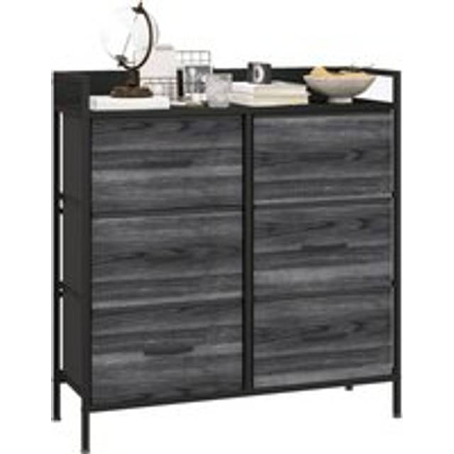 HOMCOM Bedroom Chest of Drawers 6 Drawer Dresser w/ Shelf - Black | TJ Hughes