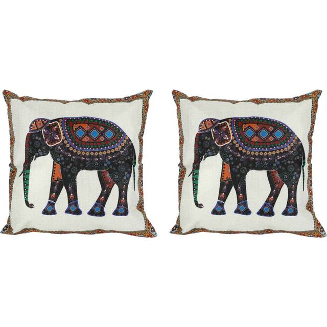 2X Indian Knitted Elephant Cotton Linen Throw Pillow Case Cushion Cover Decor