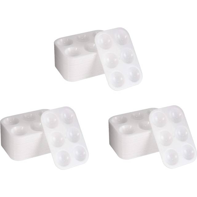 72 Pieces Plastic Paint Palettes 6 Well Rectangular Watercolor Palette Painting Tray, White