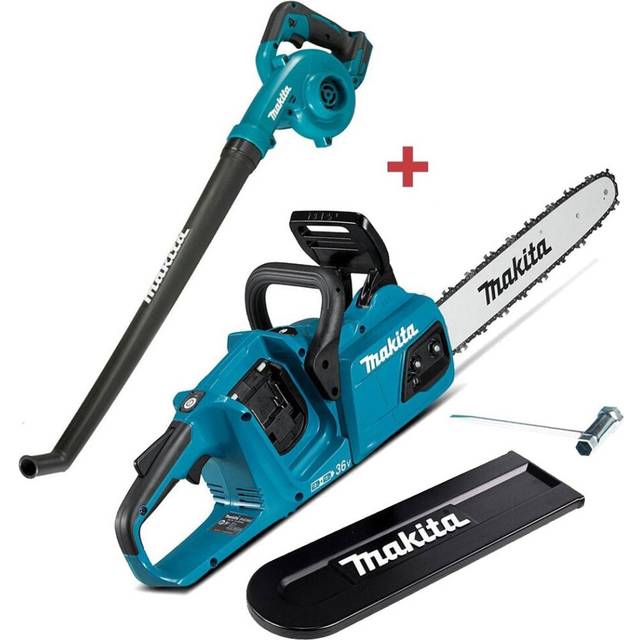 Makita DUC355Z Twin 18v / 36v LXT Cordless 35cm Chainsaw & DUB186Z Blower Bare