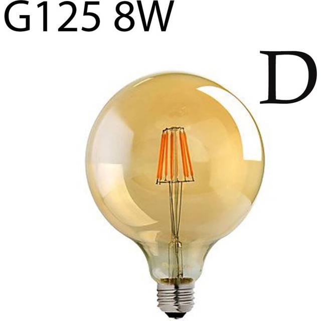 G125 E27 8W Edison Style LED filament Globe shape Retro Vintage Amber light bulb