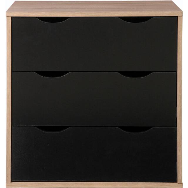 Alton 3 Drawer Chest Sonoma Oak and Black, Black