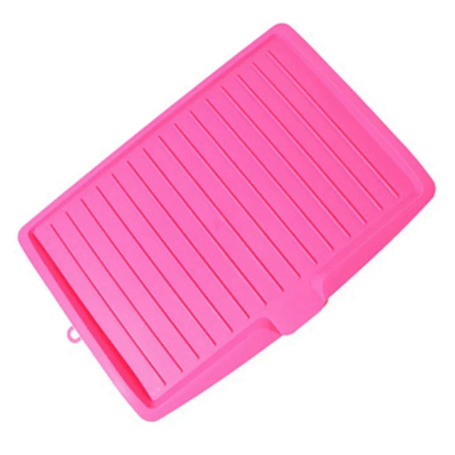 Drain Rack Kitchen Dish Drainer Tray Large Sink Drying Rose Red