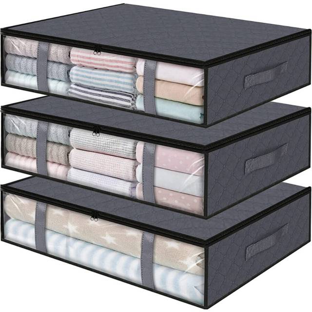 3 Pack Storage Bins Clothes Storage, Foldable Blanket Storage Bags