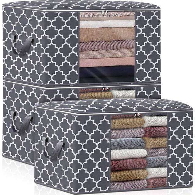 Storage Bag 100L 3 Pack Large Blanket Clothes Organize And Storage Container Bedding, Comforter, Foldable Organizer
