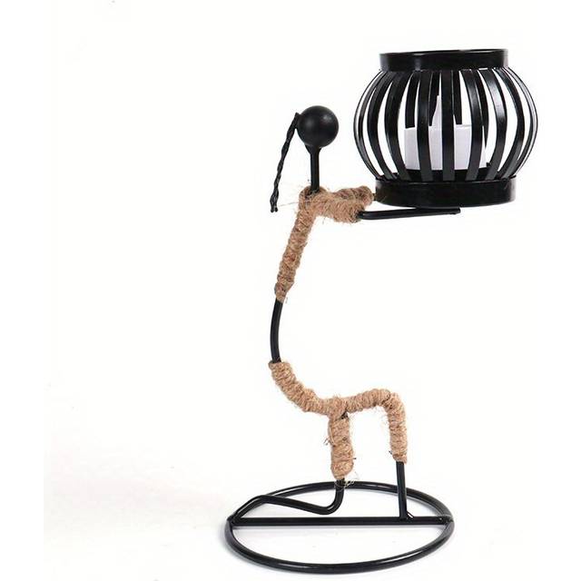 (G) Elegant Nordic-Inspired Metal Candle Holder with Abstract Sculpture Design - Handcrafted Iron Art for Home Decor, Perfect for Living Room, Bedroom