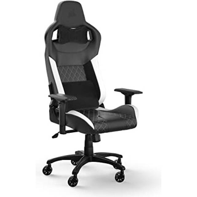 Corsair T1 RACE Gaming Chair (2023) ? Racing-Inspired Design ? Comfortable Leatherette Exterior ? Steel Construction ? 4D Armrests ? Black/White