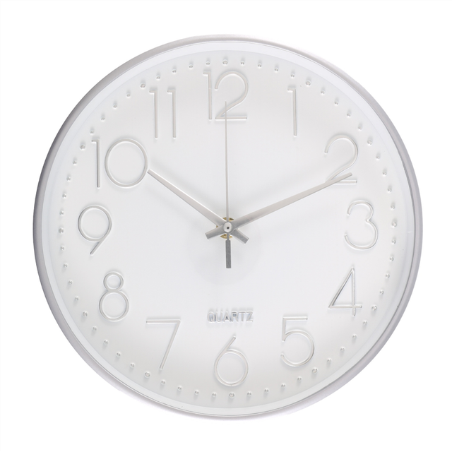 Premium Silver Wall Clock, Decoration, Modern Silent Clock for Home Office Kitchen (25cm, Silver)