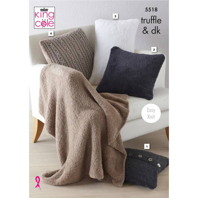 King Cole 5518 Truffle & DK Knitting Pattern Cushions & Lap Blanket