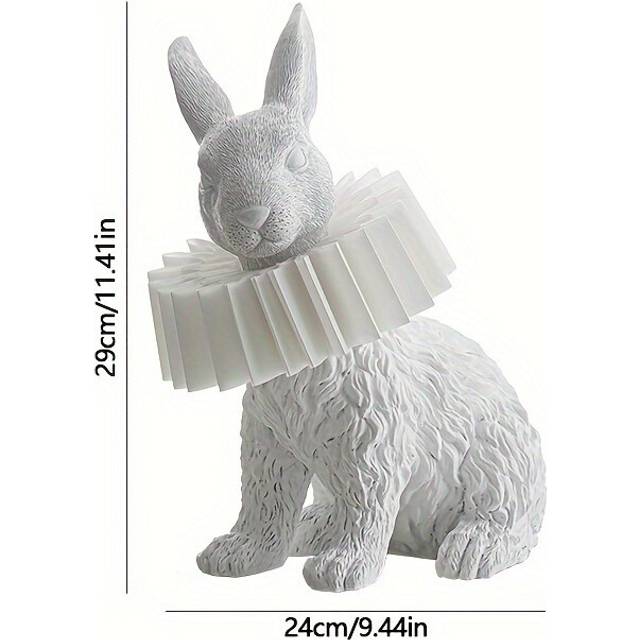 (White) 1pc Rabbit Scarf Table Lamp, Resin Crafted, Non-Slip Base, USB Powered