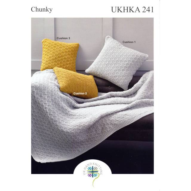 UKHKA 241 Chunky Knitting Pattern Throw & Cushion Covers
