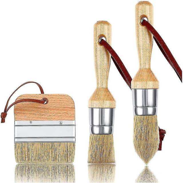 3pcs Chalk And Wax Paint Brushes Oval Brush For Acrylic Painting Bristle Stencil Brushes For Wood F