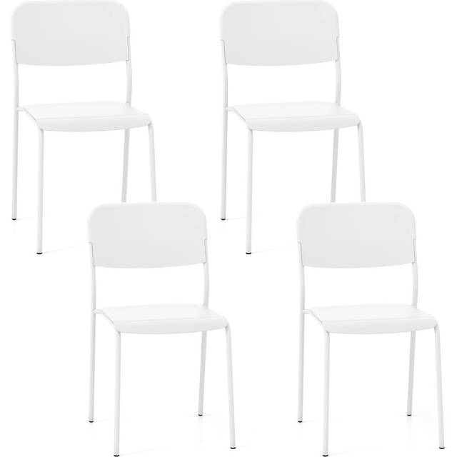 Modern Dining Chairs Set of 4 Stackable Kitchen Chairs-White