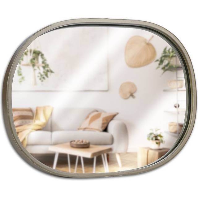Oval wall mirror with champagne gold frame - elegant detail