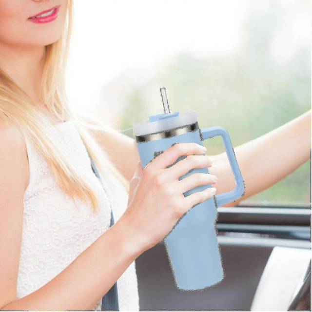 (Light Blue, One size) Stanley Adventure Quencher Travel Tumbler 40oz Stainless Steel Insulated Beer Cup With Handle