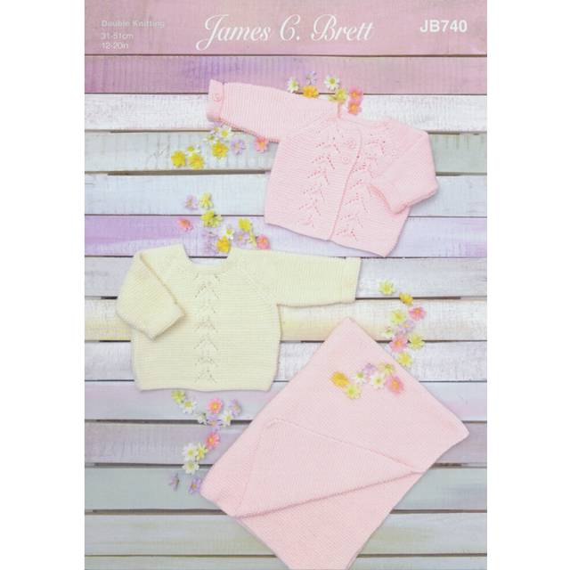 James Brett JB740 DK Knitting Pattern Baby Cardigan Sweater & Blanket