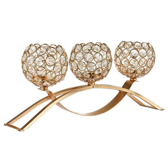 Three- arch bridge candle holder European crystal model gold