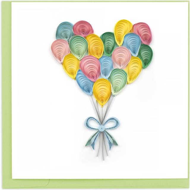 Quilling Colourful Heart Balloons Love Balloons! Hand-Finished Art Greeting Card