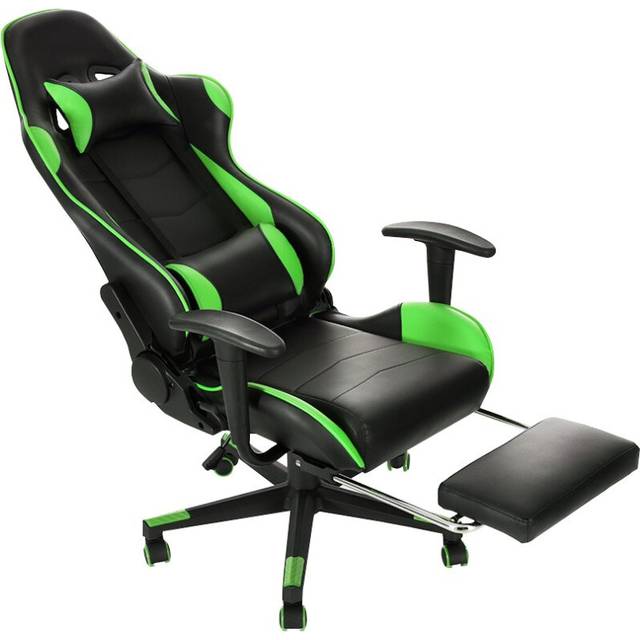 Panana Gaming Chair Racing Gas Lift Swivel High Back Ergonomic Chair with Lumbar Support & Footrest (Green)