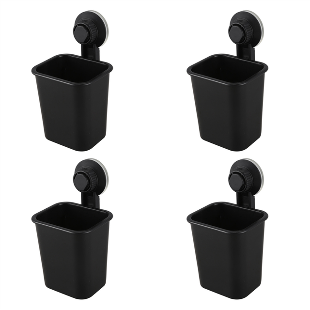 4 PC Suction Cup Toothbrush Holder Rack Plastic Toothpaste Storage Box for Kitchen Bathroom Toilet Black