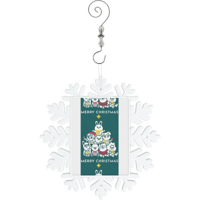 (Stray Kids SKZOO Merry Christmas=883) Christmas Ornament Snowflake Tree Decoration Car Hanging Charm Gift with Hook Keepsake for Friends Family