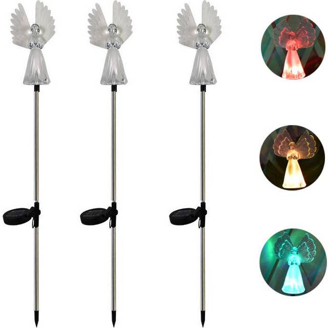 3Pcs Solar LED Outdoor Christmas Decor Lights Memorial Angel Garden Landscape Path Lights