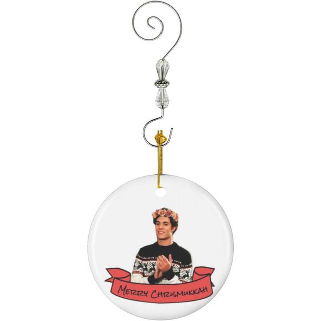 (Merry Chrismukkah Seth Cohen Flower Crown-6984) Christmas Ornaments Ceramic Charm with Hook Crystal Handmade Xmas Tree Decorations KeepsakeÂStocking