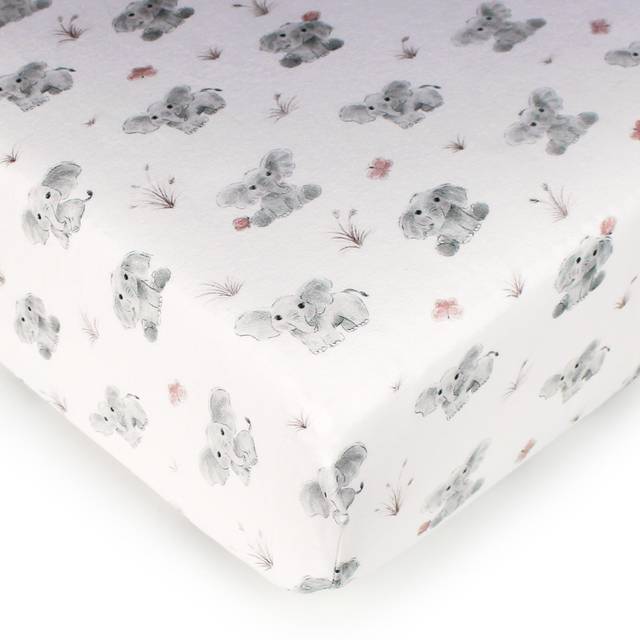 Organic Crib Sheets in Baby Elephant