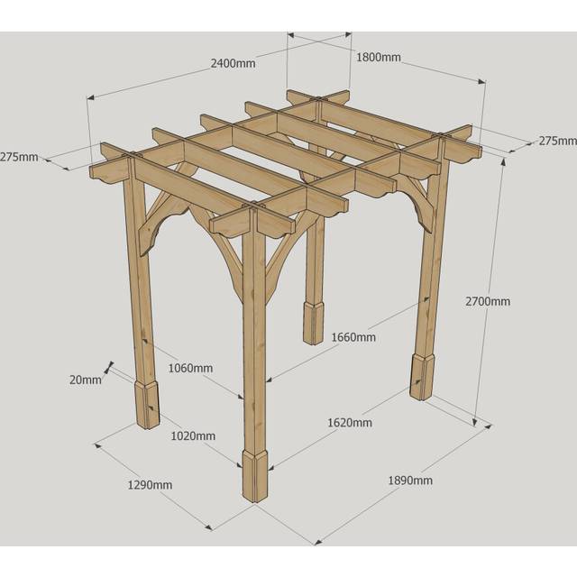 (Light Green, 2.4m - 4 Post) Premium Pergola - 1.8m Width