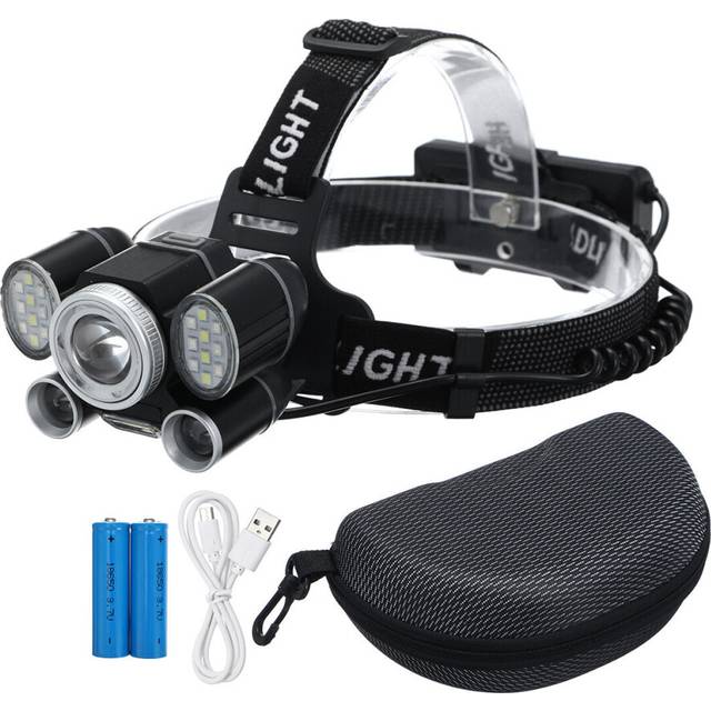 LED Headlamp Flashlight Zoom Ultra Bright 5 Modes USB Rechargeable Work Lamp for Camping Jogging Cycling
