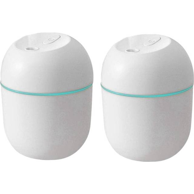 2X Air Humidifier USB Small 220Ml Mini Portable Cool Mist Diffuser for Bedroom Office Desk Car Atomizer,White