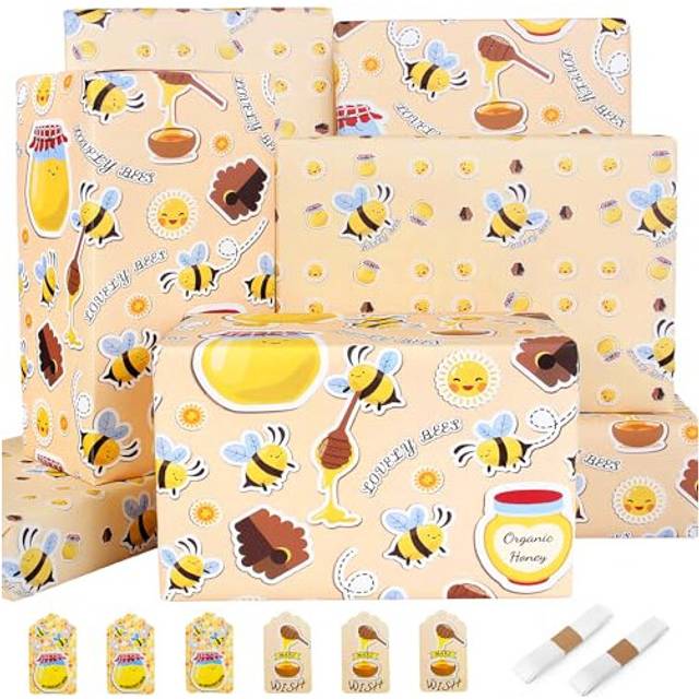 Wrapping Paper Bee Birthday Wrapping Paper Recycled & Recyclable Gift Wrap Birthday Paper ECO Gift Wrapping Paper Sheets for Girls Women
