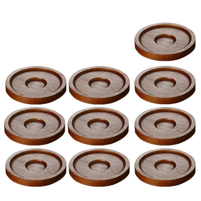 10PCS Wine Cups Table Coasters Glasses Rotation Glass Cup Mat Coaster Teacup Pad Walnut
