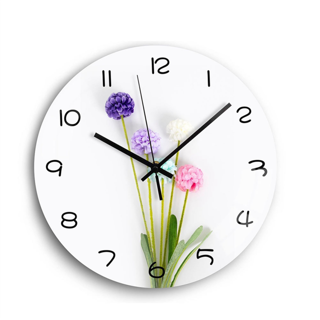 Flower Design Wall Clock Home Bedroom Cafe Office Decor