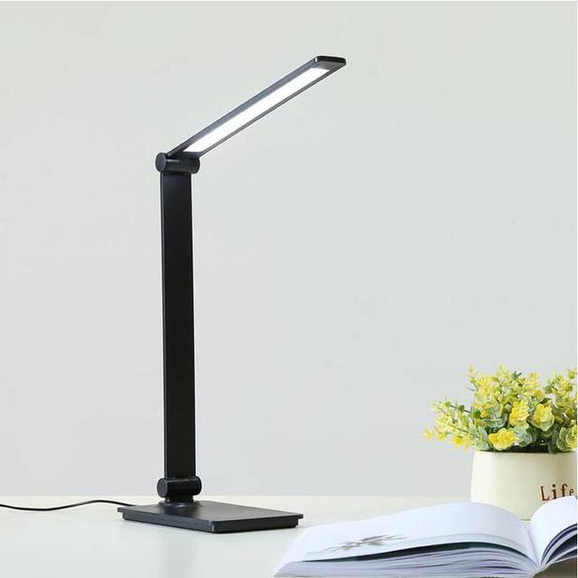 (Black) 6W Table Lamp Touch Switch 3 Modes EU Plug Lartern Folding Portable Light